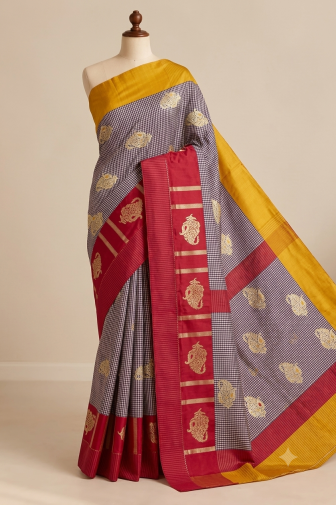 Silk Katan Check Kadwa